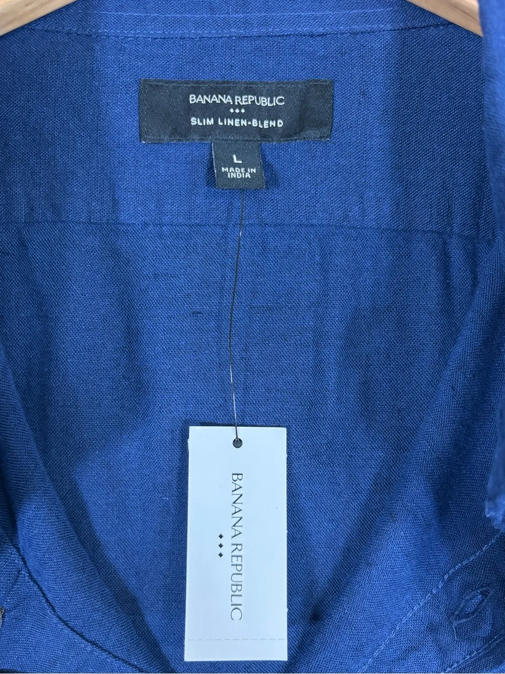 NWT Banana Republic Men’s Linen Blend Slim Fit Shirt Dark Blue Large